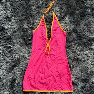 Dolls Kill Pink & Orange Halter Mini Dress – Size Small (NWT)